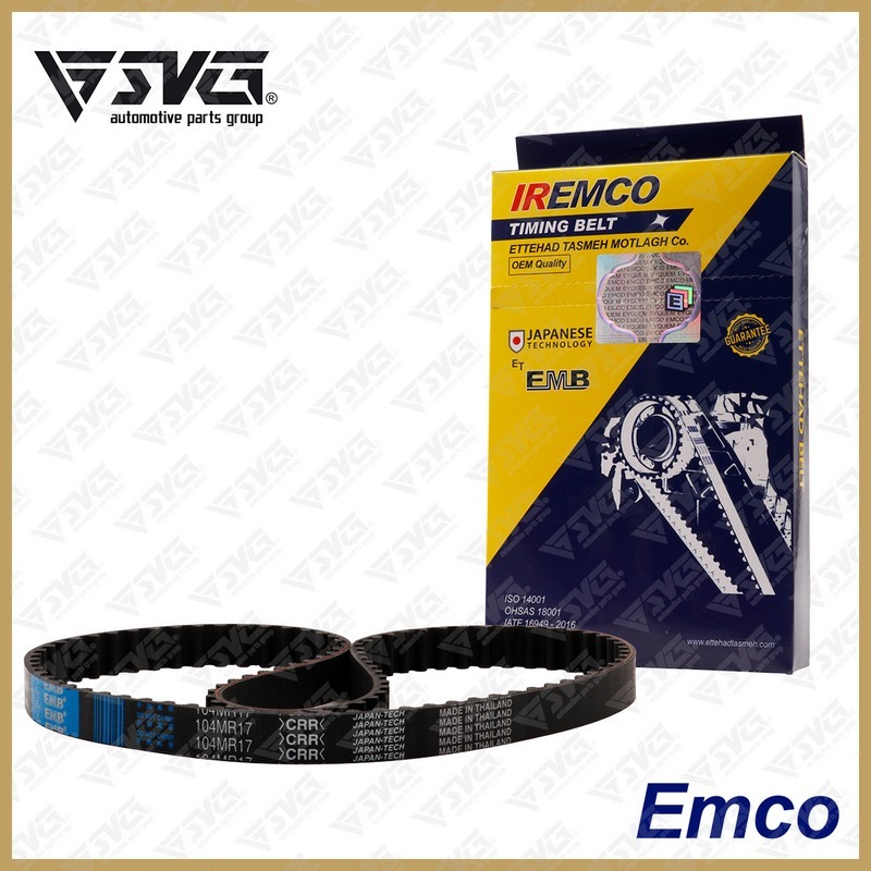تسمه تایمینگ 104 دندانه پژو 206 تیپ 2 و 3 (CR) امکو (IREMCO-EMCO)