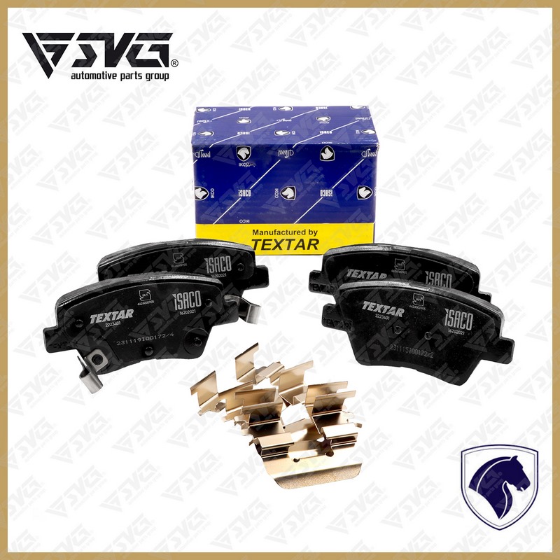 لنت ترمز چرخ عقب دیسکی با pad spring ( طرح کروز ) ( دست 4 عددی ) پژو پارس تکستار TEXTAR ایساکو