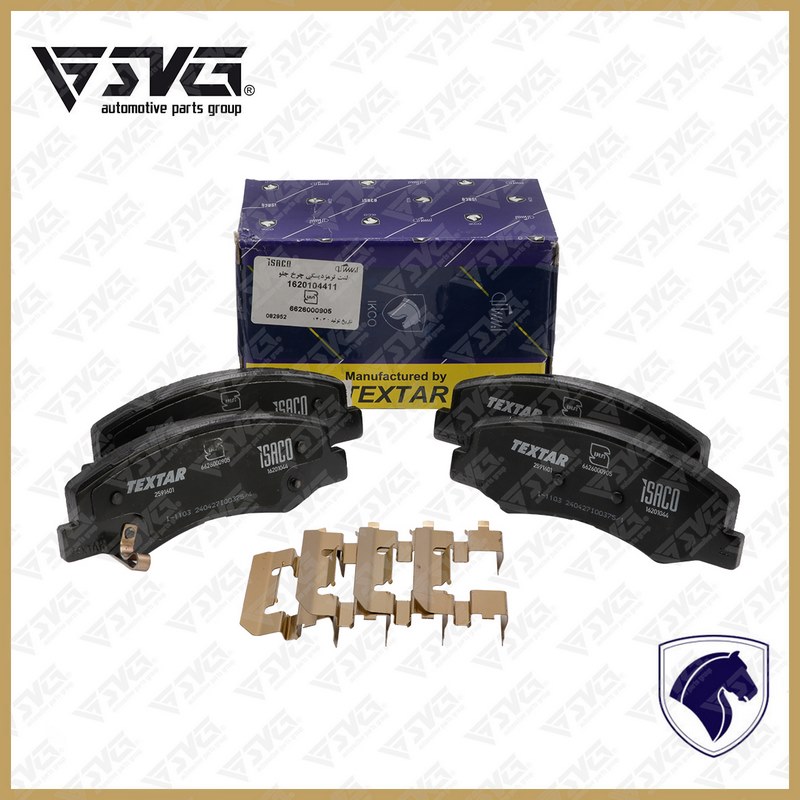 لنت ترمز دیسکی چرخ جلو پژو 206 و رانا ( با PAD SPRING ) تکستار TEXTAR ایساکو