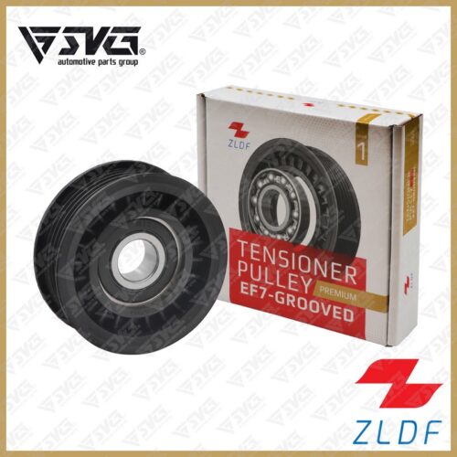 تصویر غلطک هرزگرد دینام شیاردار سمند EF7 برند ZLDF؛ قطعه‌ای با طراحی مقاوم و شیاردار برای افزایش عمر تسمه و راندمان دینام.