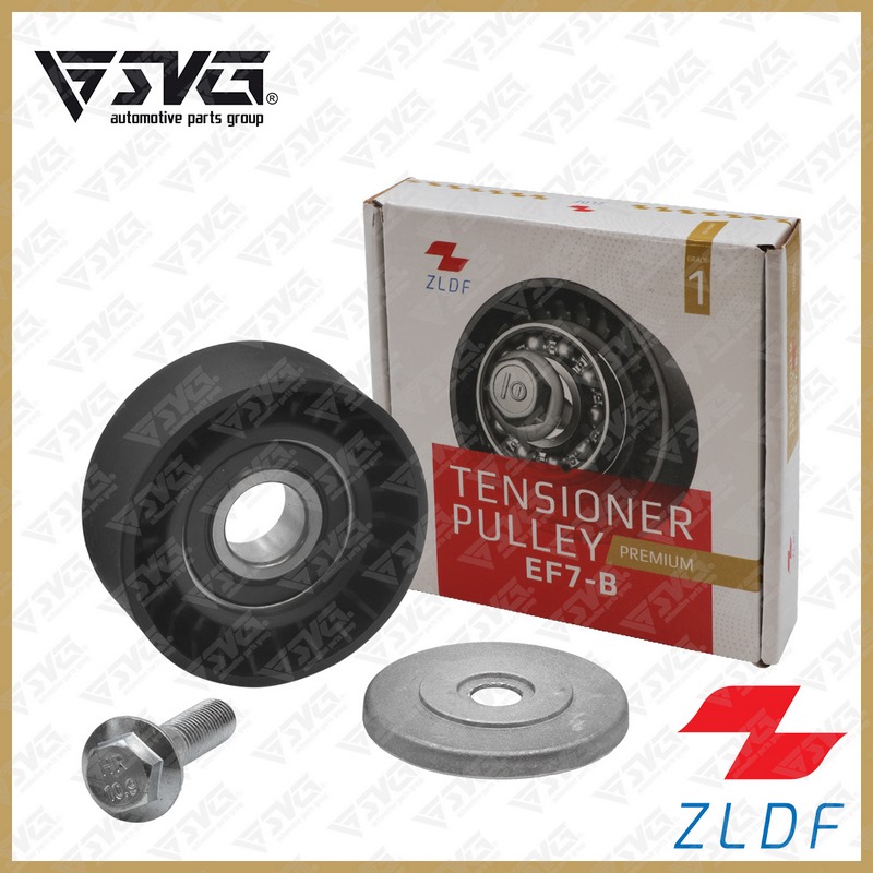 تصویر غلطک هرزگرد دینام نوع B (با پیچ و واشر) سمند EF7 برند ZLDF؛ قطعه‌ای مقاوم و استاندارد برای حرکت روان تسمه و افزایش عمر دینام.