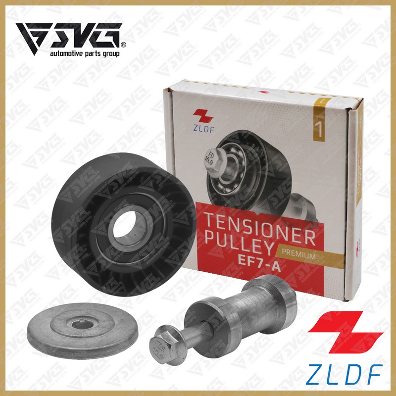 تصویر غلطک هرزگرد دینام نوع A با پایه بلند (با پیچ و واشر) سمند EF7 برند ZLDF؛ قطعه‌ای مقاوم و دقیق برای افزایش دوام تسمه و عملکرد پایدار دینام.