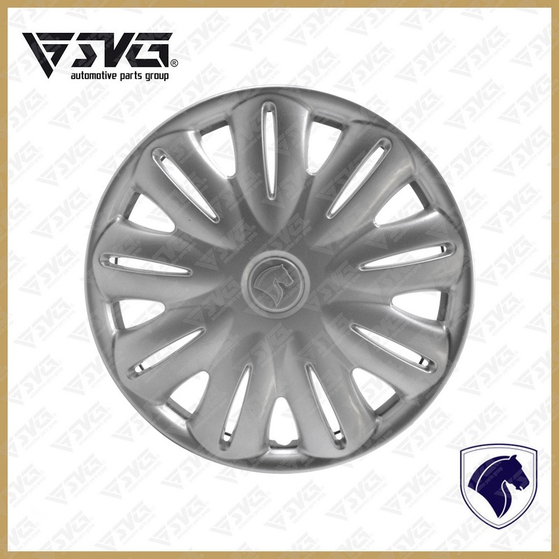 قالپاق چرخ پلاستیکی سایز ۱۵ اینچ اصلی ایساکو مناسب خودروی سمند, نمای نزدیک از طرح قالپاق چرخ سمند فابریک شرکتی