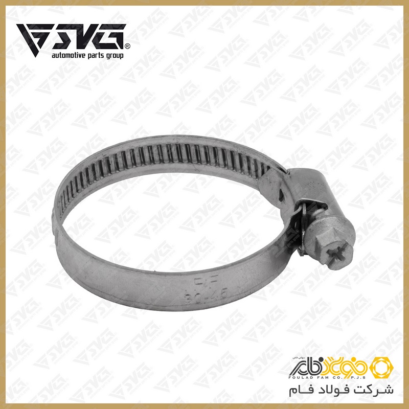 تصویر بست شیلنگ آب قطر 30*45 میلیمتر فولاد فام.