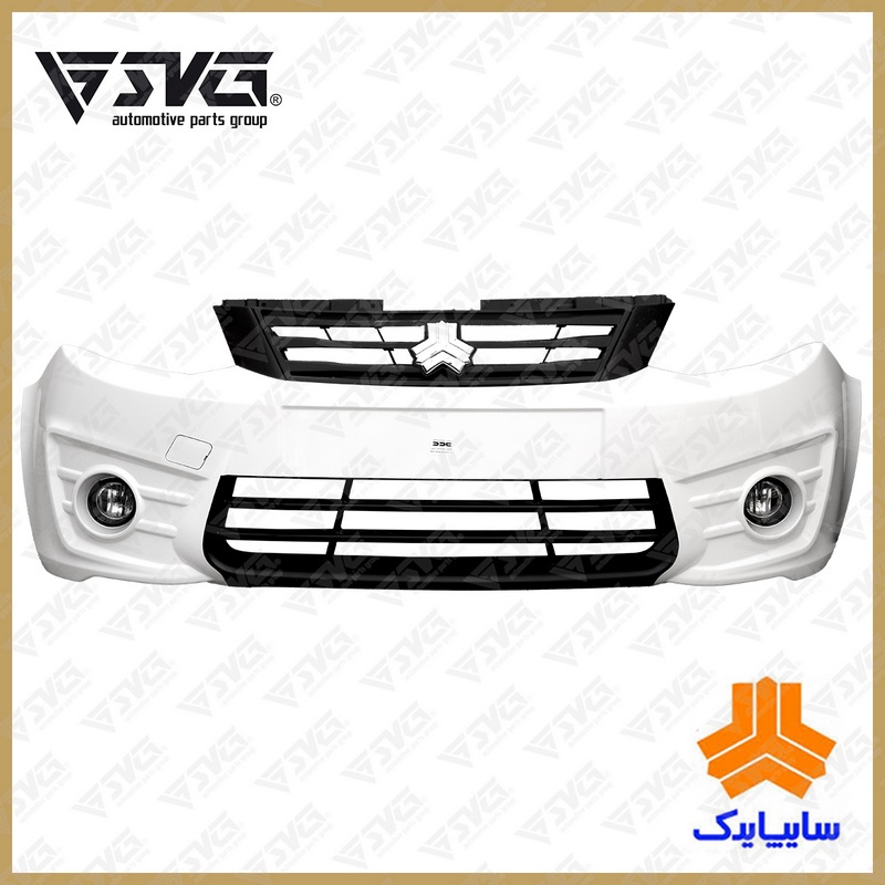 مجموعه سپر جلو دو رنگ (سفید مشکی) با چراغ مه شکن ساینا پلاس سایپا یدک